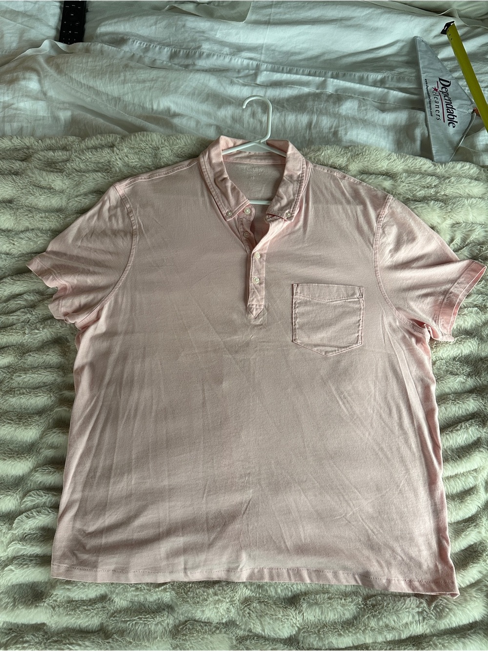 J. Crew Pale Pink Short-Sleeve Polo with Chest Pocket